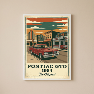 Pontiac GTO 1964 Poster — Vintage Muscle Car Diner Main Street Print