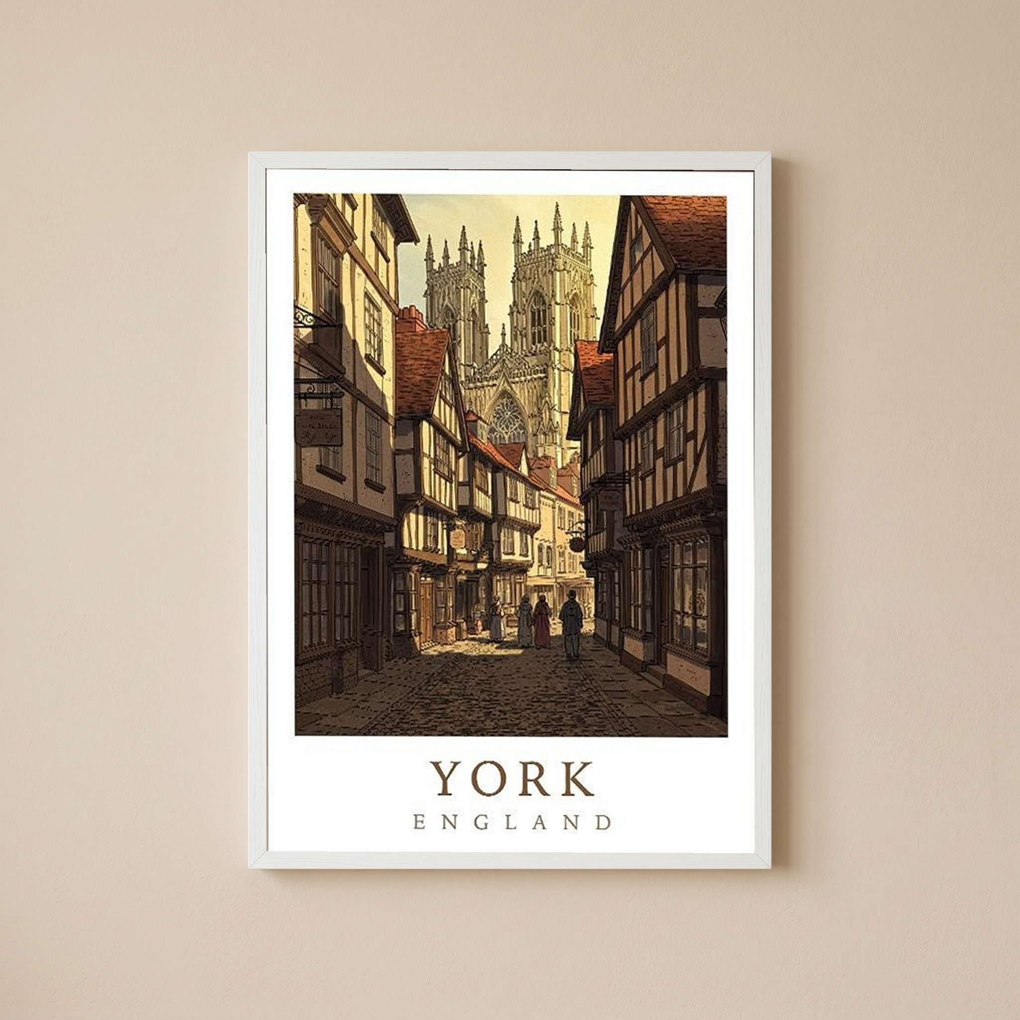 York England Travel Poster — Shambles Medieval City York Minster Print