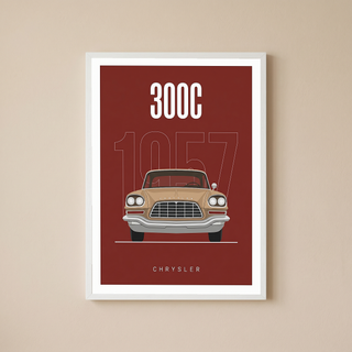 Chrysler 300C 1957 Minimalist Poster — Crimson Letter Series Line Art