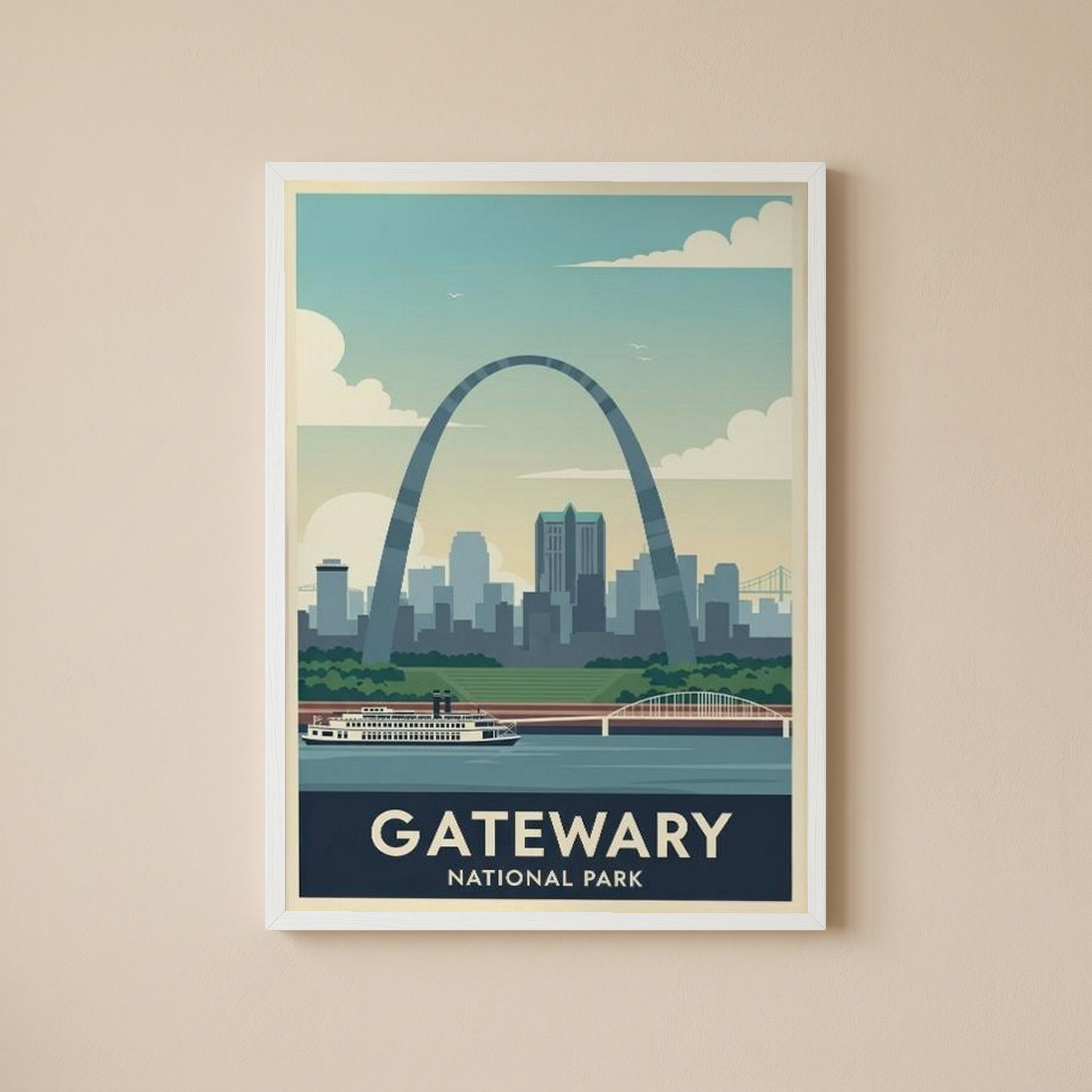 Gateway Arch National Park Poster — Vintage St. Louis Mississippi River Print