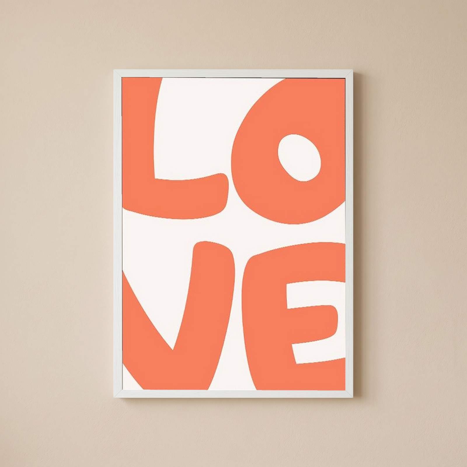 LOVE Poster — Bold Minimalist Typography Orange Wall Art Print