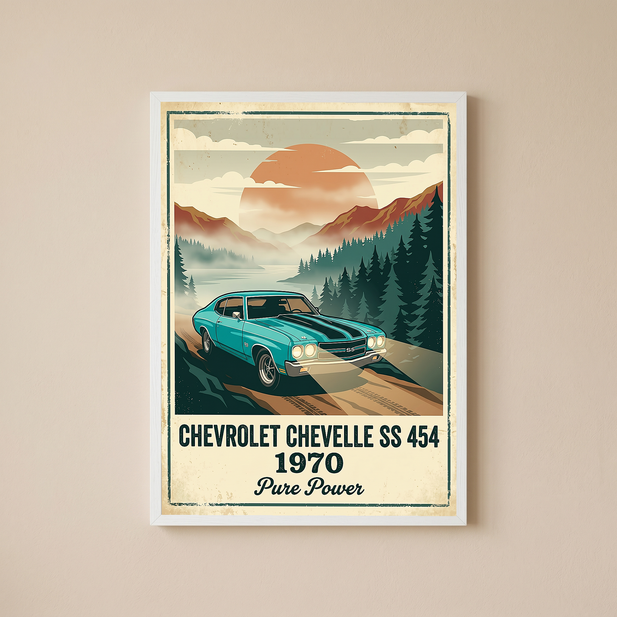 Chevrolet Chevelle SS 454 1970 V6 Aqua Edition — Vintage Muscle Misty Mountain Print