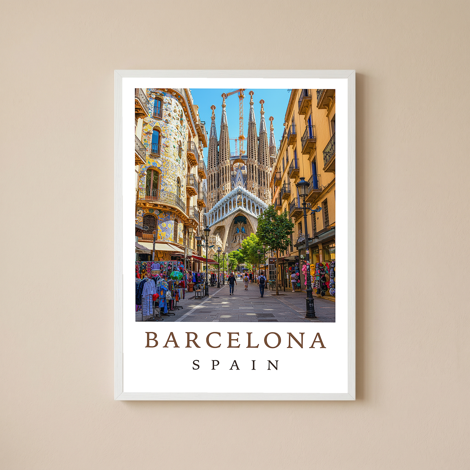 Barcelona Spain Travel Poster — Sagrada Familia Cityscape Print