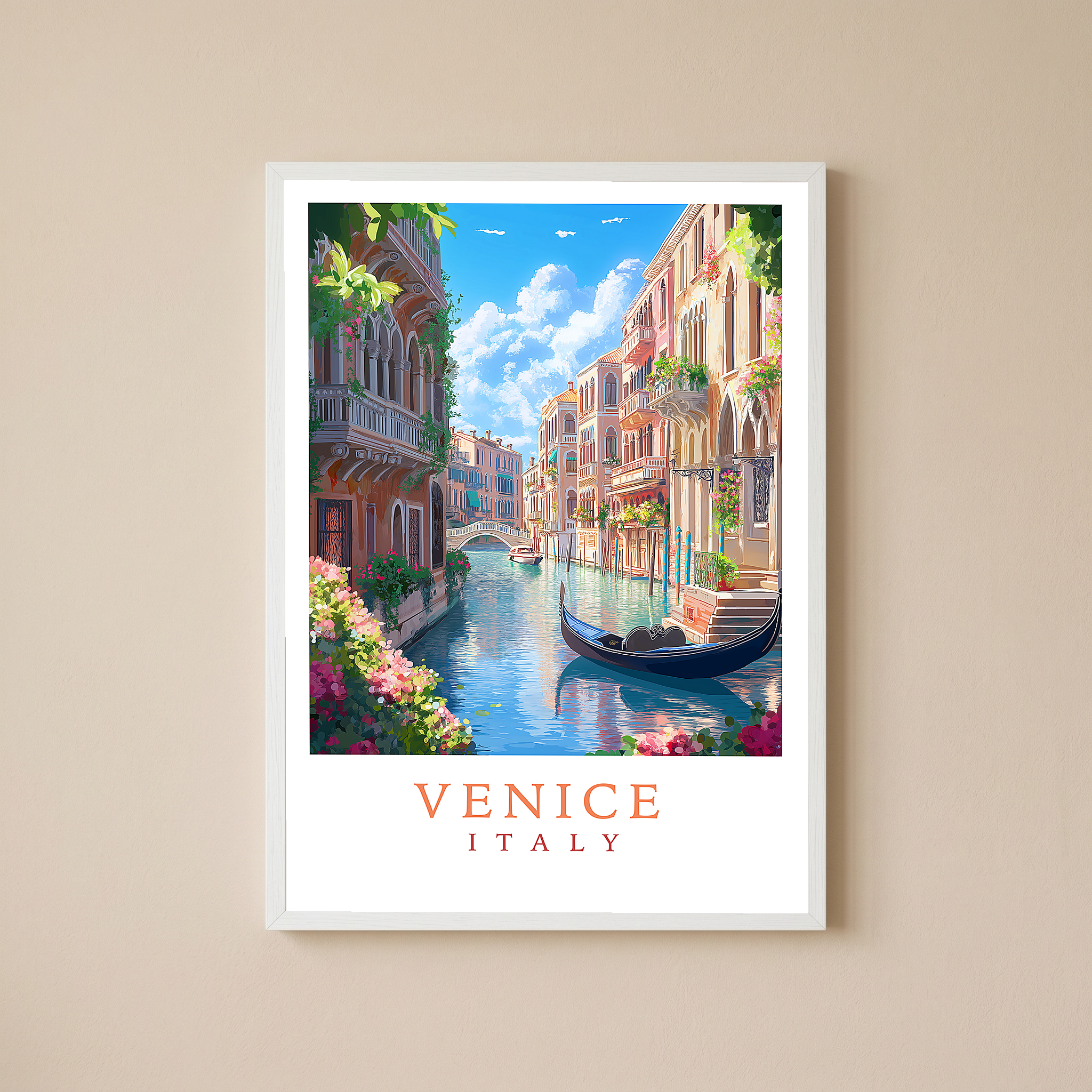 Venice Italy Travel Poster — Vintage Canal Gondola Romance Print