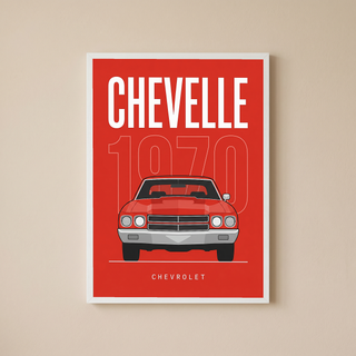 Chevrolet Chevelle 1970 Minimalist Poster — Red Muscle Car Line Art