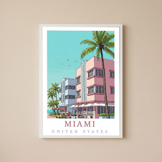 Miami Florida — Art Deco Ocean Drive Wall Art Print