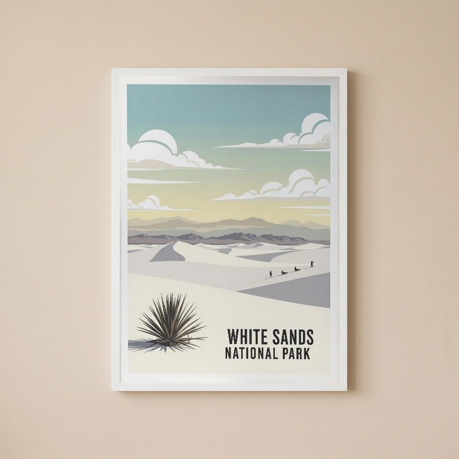 White Sands National Park Poster — Vintage New Mexico Gypsum Dunes Sledding Print