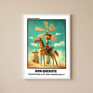 Don Quixote Poster - Chasing Dreams Literary Quote Wall Art Print