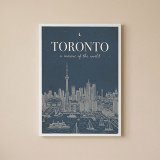 Toronto Line Art Print — Steel Navy CN Tower Skyline Harbourfront Wall Art