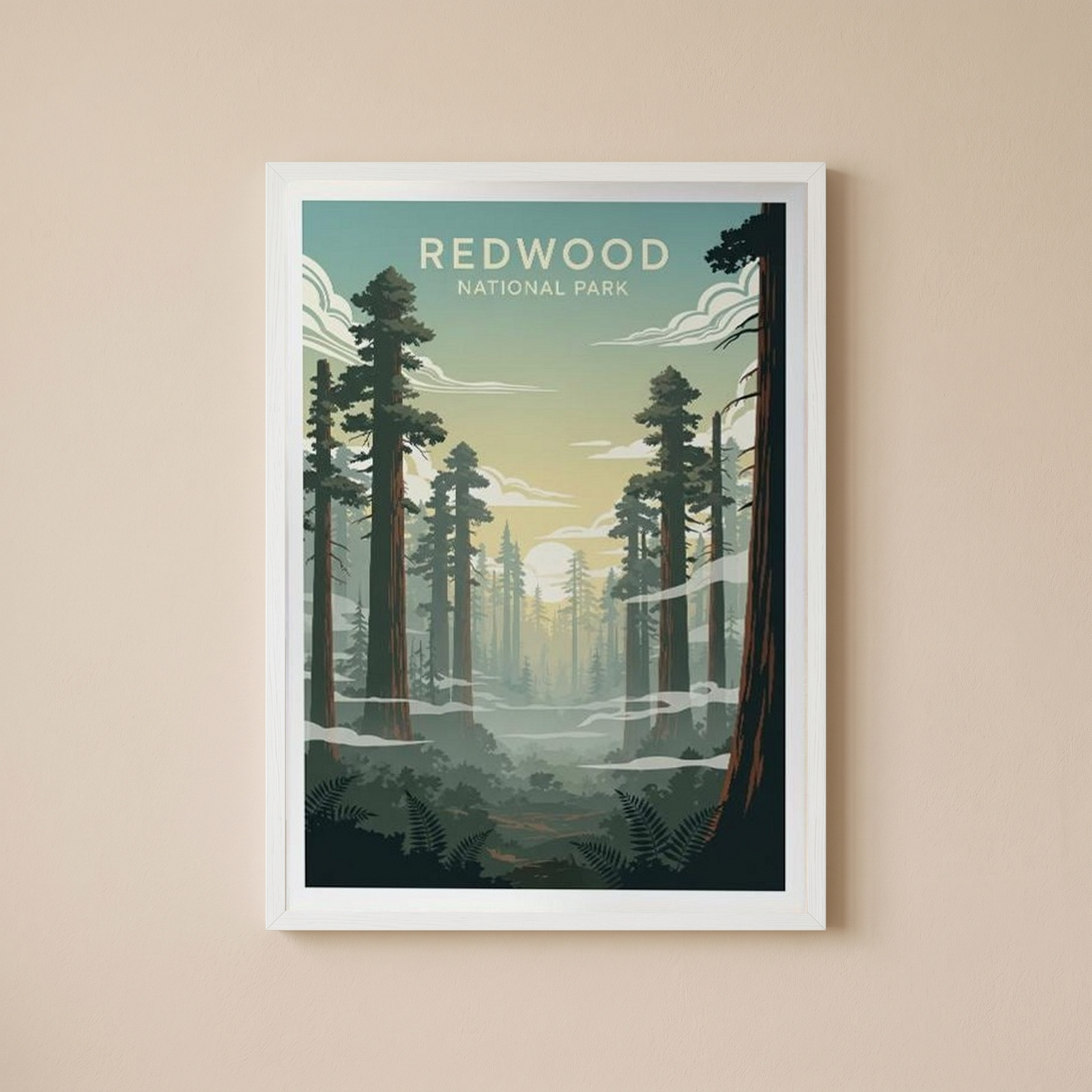 Redwood National Park Poster — Vintage California Towering Forest Print