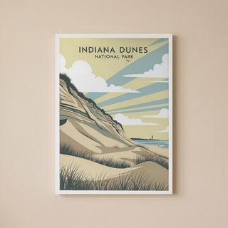 Indiana Dunes National Park Poster — Vintage Lake Michigan Lighthouse Print