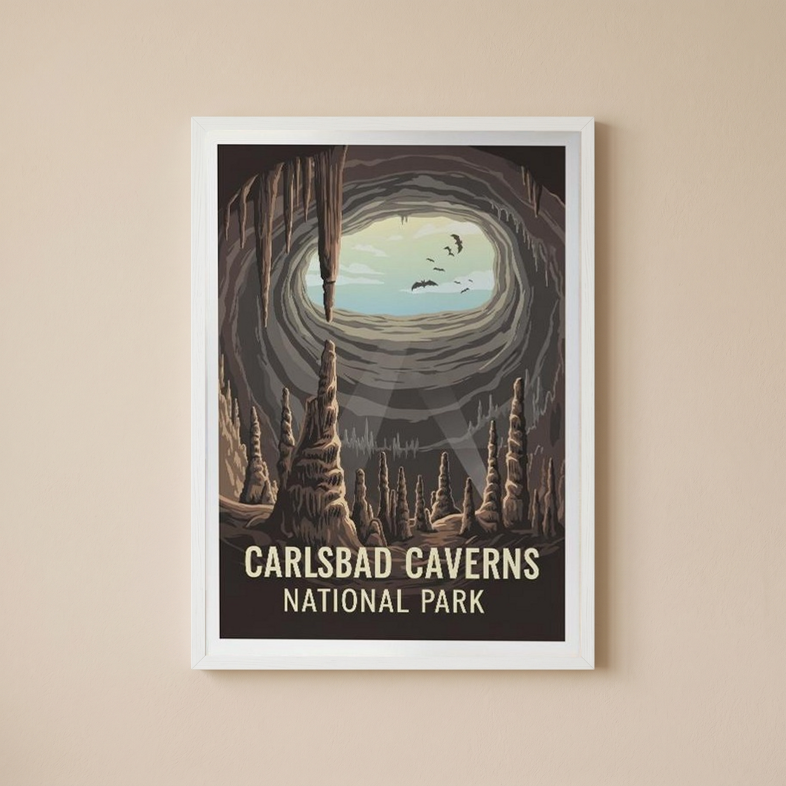 Carlsbad Caverns National Park Poster — Vintage New Mexico Bat Cave Print