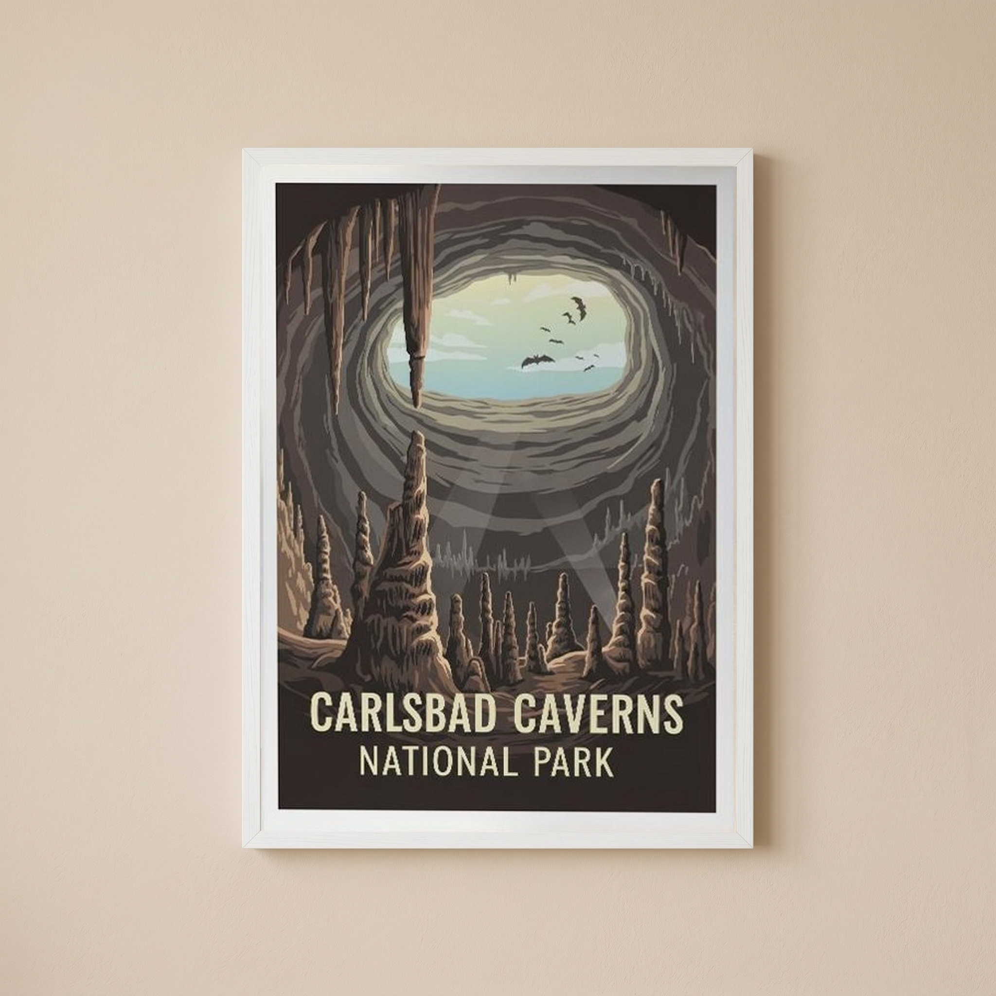 Carlsbad Caverns National Park Poster — Vintage New Mexico Bat Cave Print