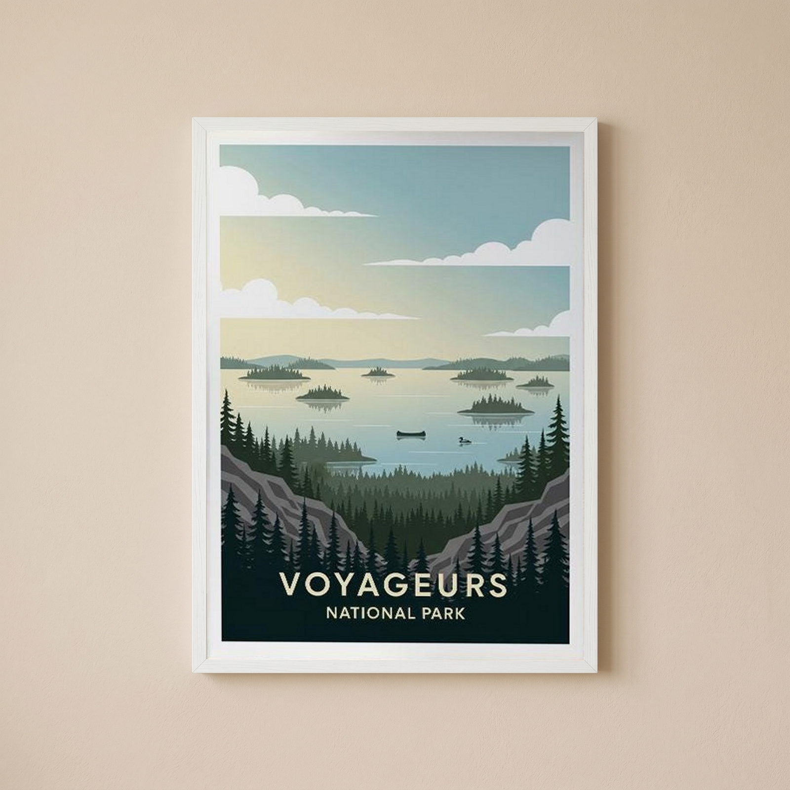 Voyageurs National Park Poster — Vintage Minnesota Canoe Lake Print