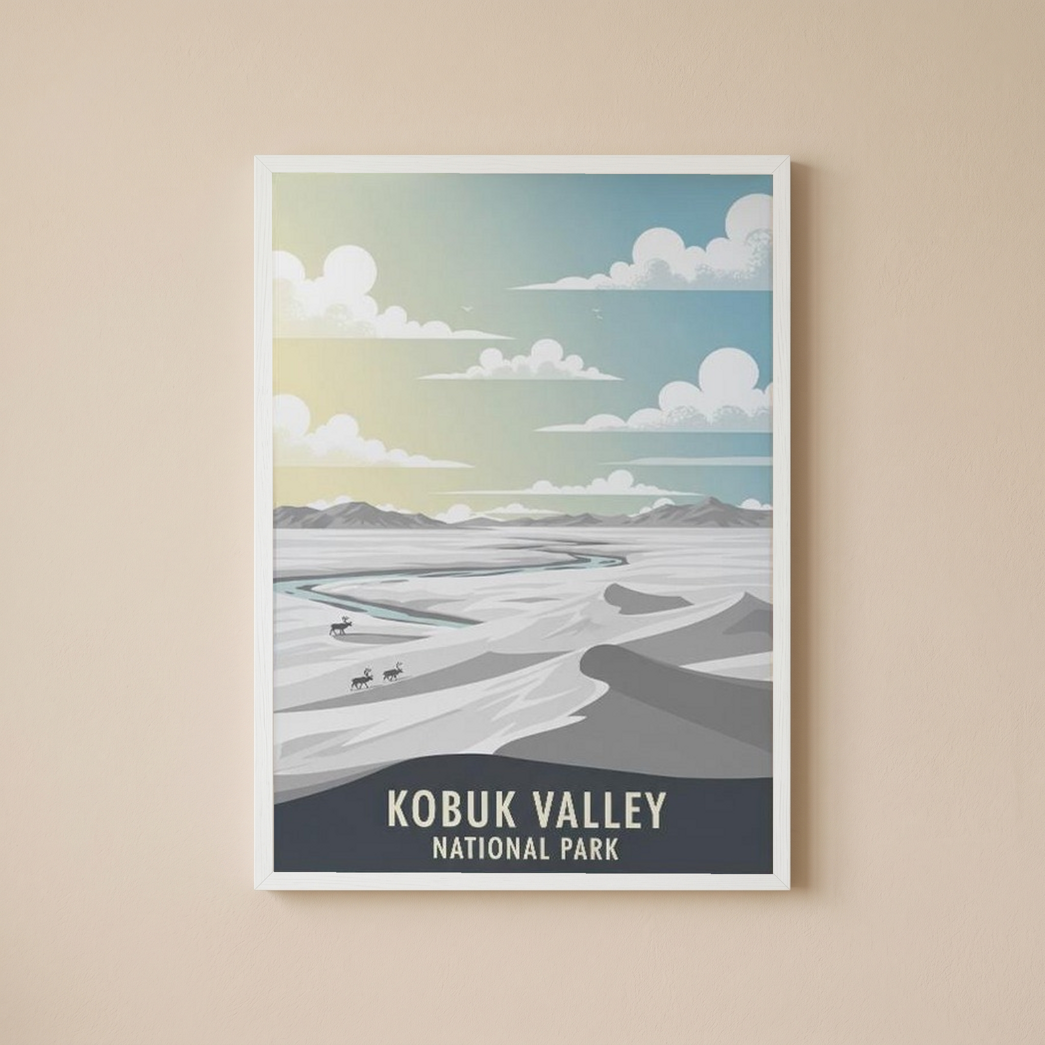 Kobuk Valley National Park Poster — Vintage Alaska Arctic Sand Dunes Caribou