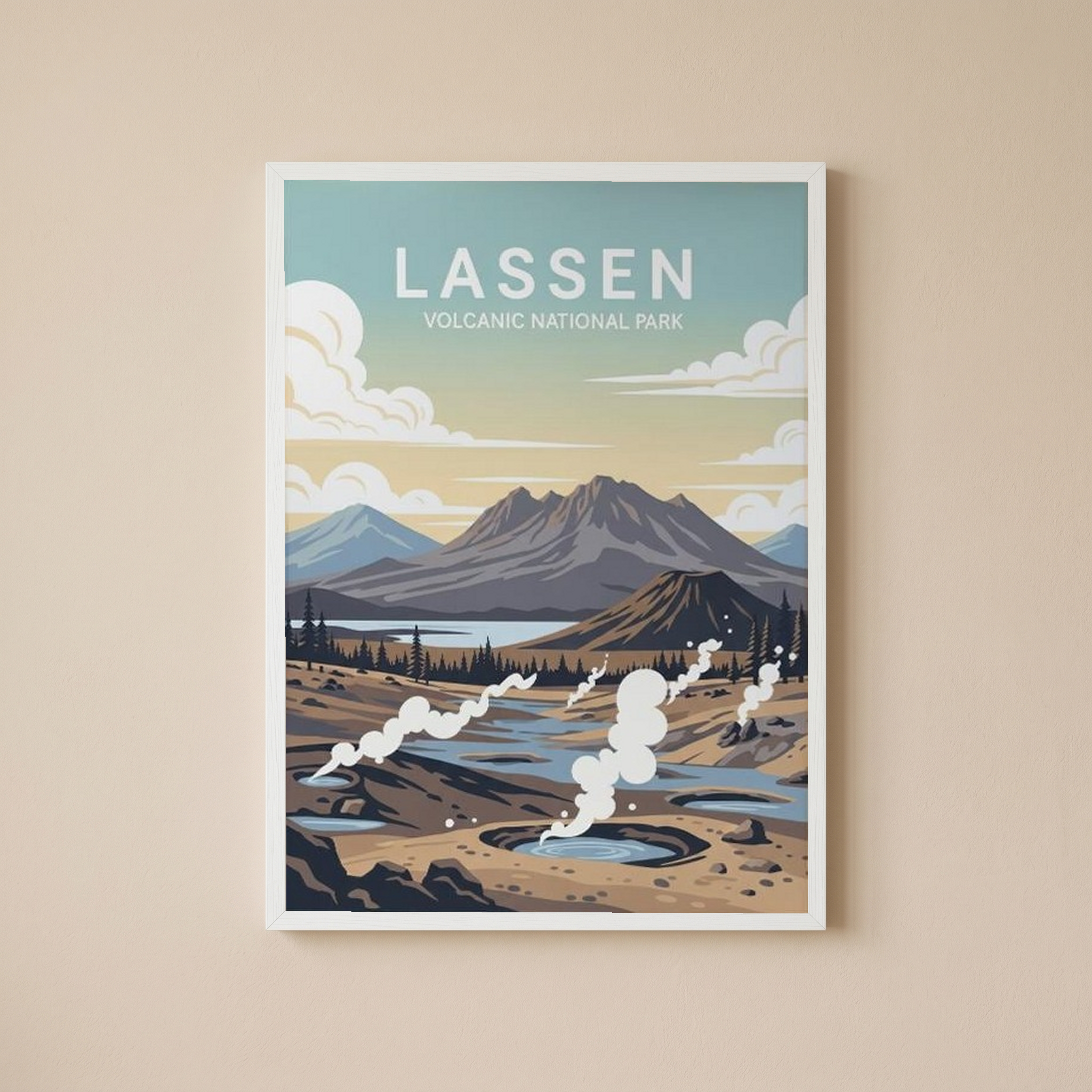 Lassen Volcanic National Park Poster — Vintage California Hydrothermal Print
