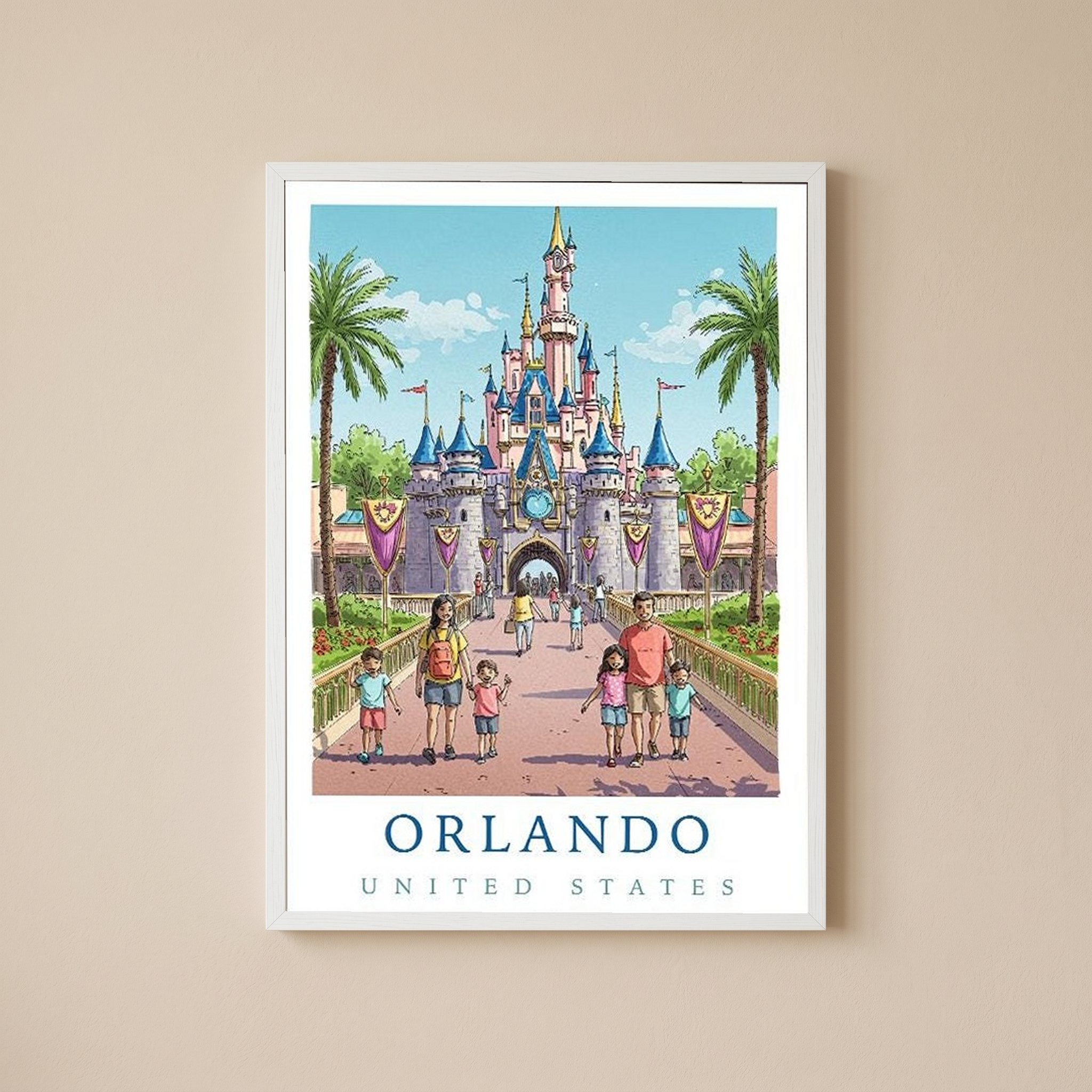 Orlando Florida Travel Poster — Fairy Tale Castle Theme Park Family Print