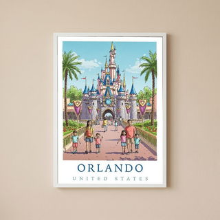 Orlando Florida Travel Poster — Fairy Tale Castle Theme Park Family Print
