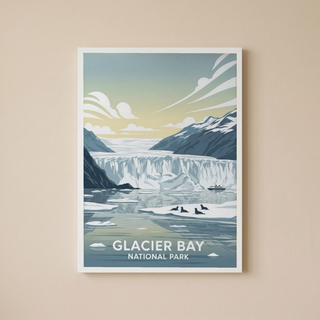 Glacier Bay National Park Poster — Vintage Alaska Tidewater Glacier Seal Print