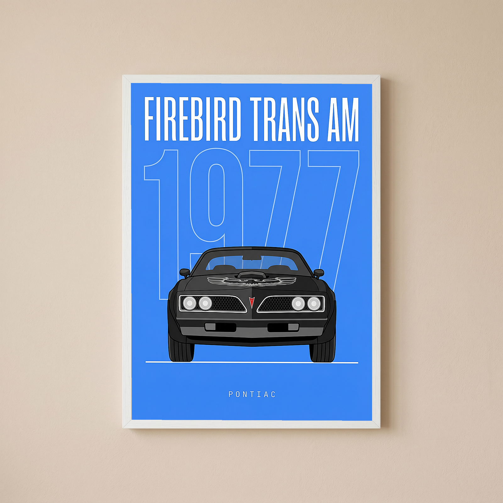 Pontiac Firebird Trans Am 1977 V2 Royal Blue Minimalist Poster — Bandit Muscle Line Art
