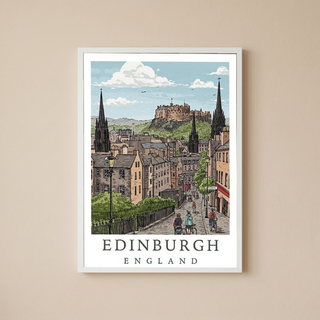 Edinburgh Scotland Travel Poster — Castle Royal Mile Old Town Print