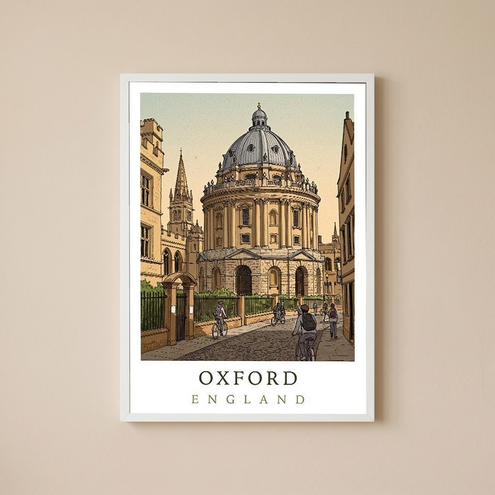 Oxford England Travel Poster — Radcliffe Camera University City Print