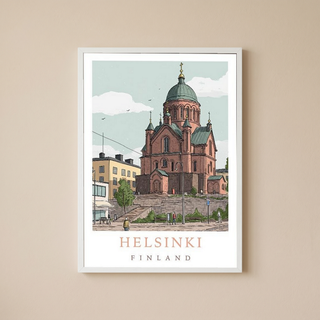 Helsinki Finland Travel Poster — Uspenski Cathedral Nordic City Print