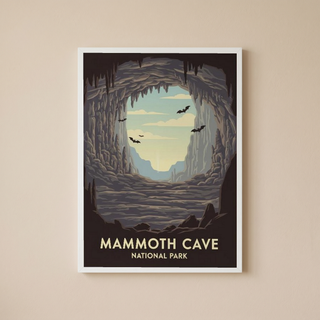 Mammoth Cave National Park Poster — Vintage Kentucky Cave Bat Print