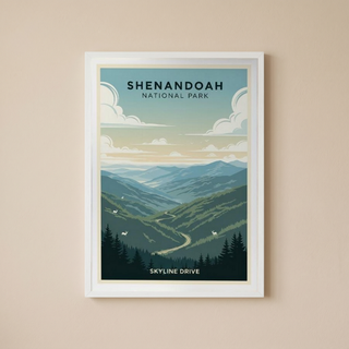 Shenandoah National Park Poster — Vintage Virginia Skyline Drive Deer Print