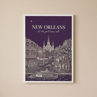 New Orleans Line Art Print — Aubergine French Quarter Skyline Wall Art
