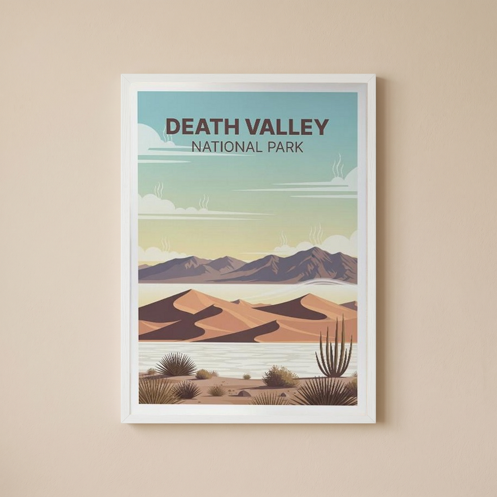 Death Valley National Park Poster — Vintage Sand Dunes Desert Mountain Print