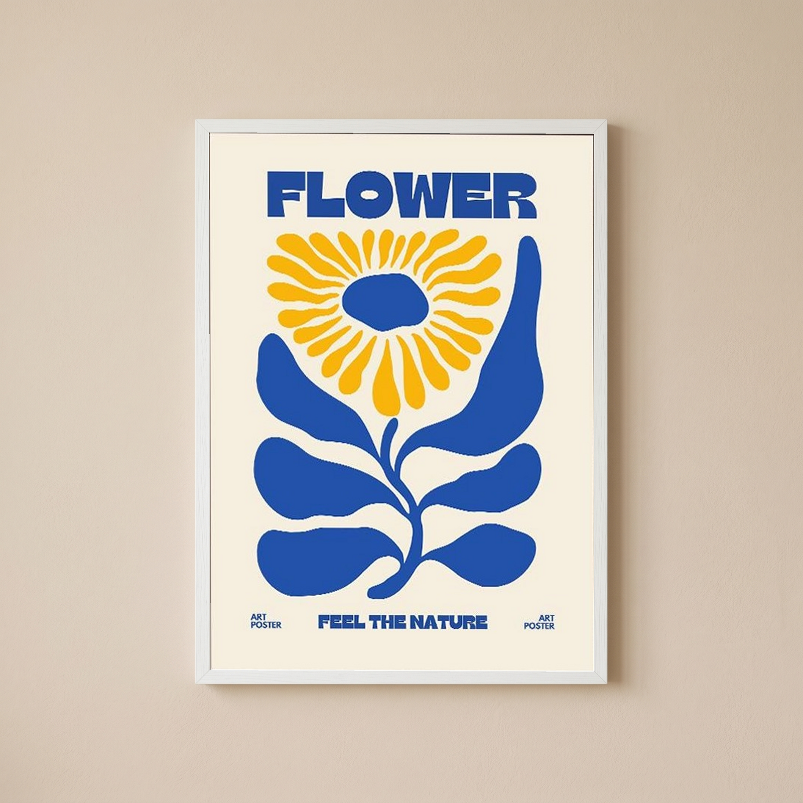 FLOWER Feel the Nature Poster — Mid-Century Botanical Cut-Out Print