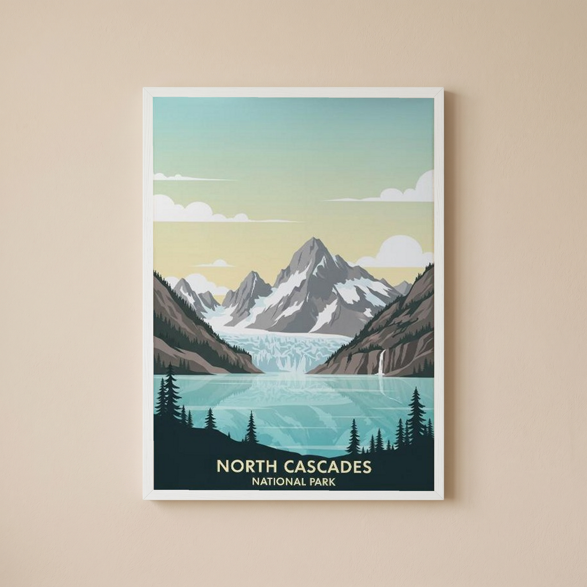 North Cascades National Park Poster — Vintage Washington Glacier Alpine Lake Print