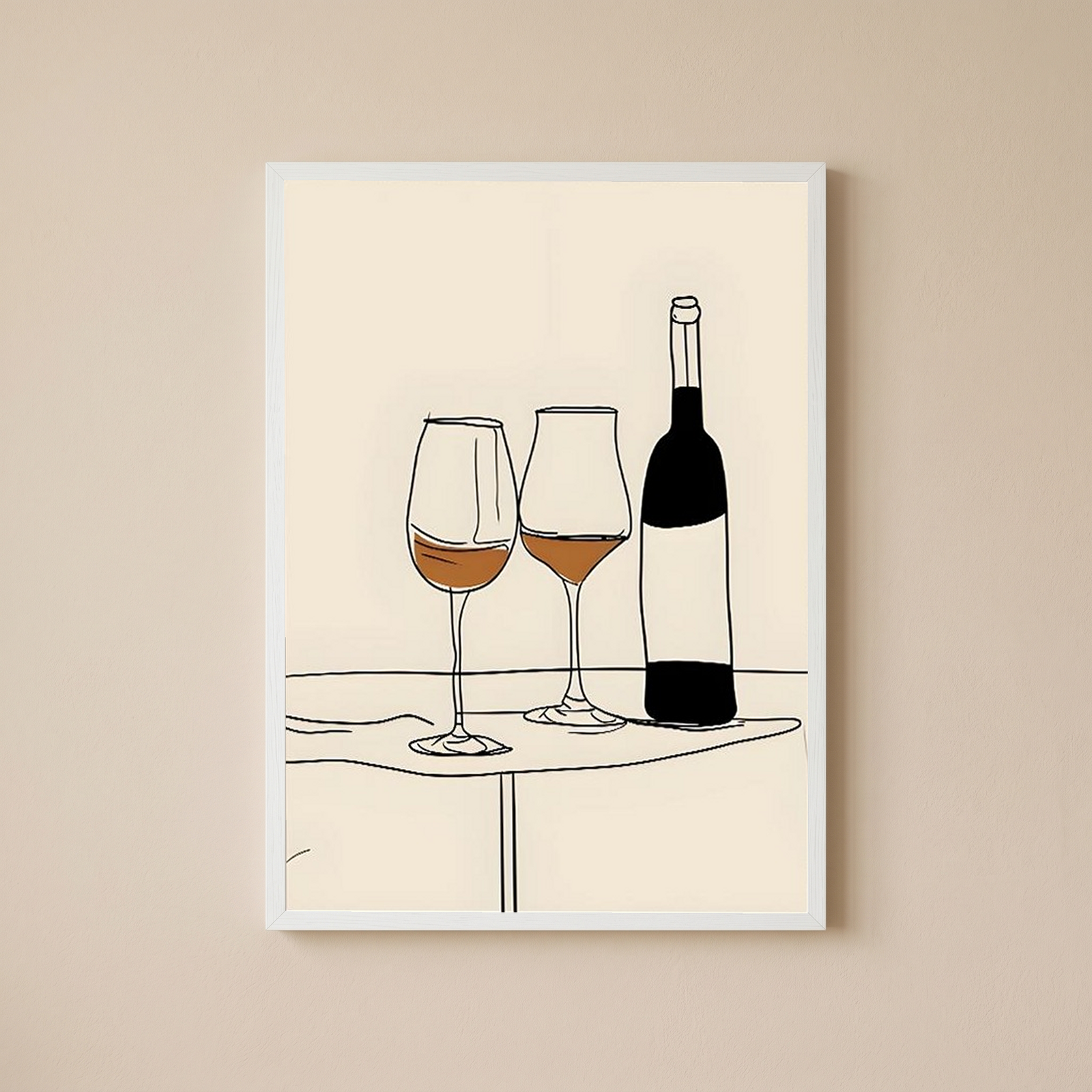 Minimalist Wine Line Art Print – Modern Kitchen & Bar Cart Poster