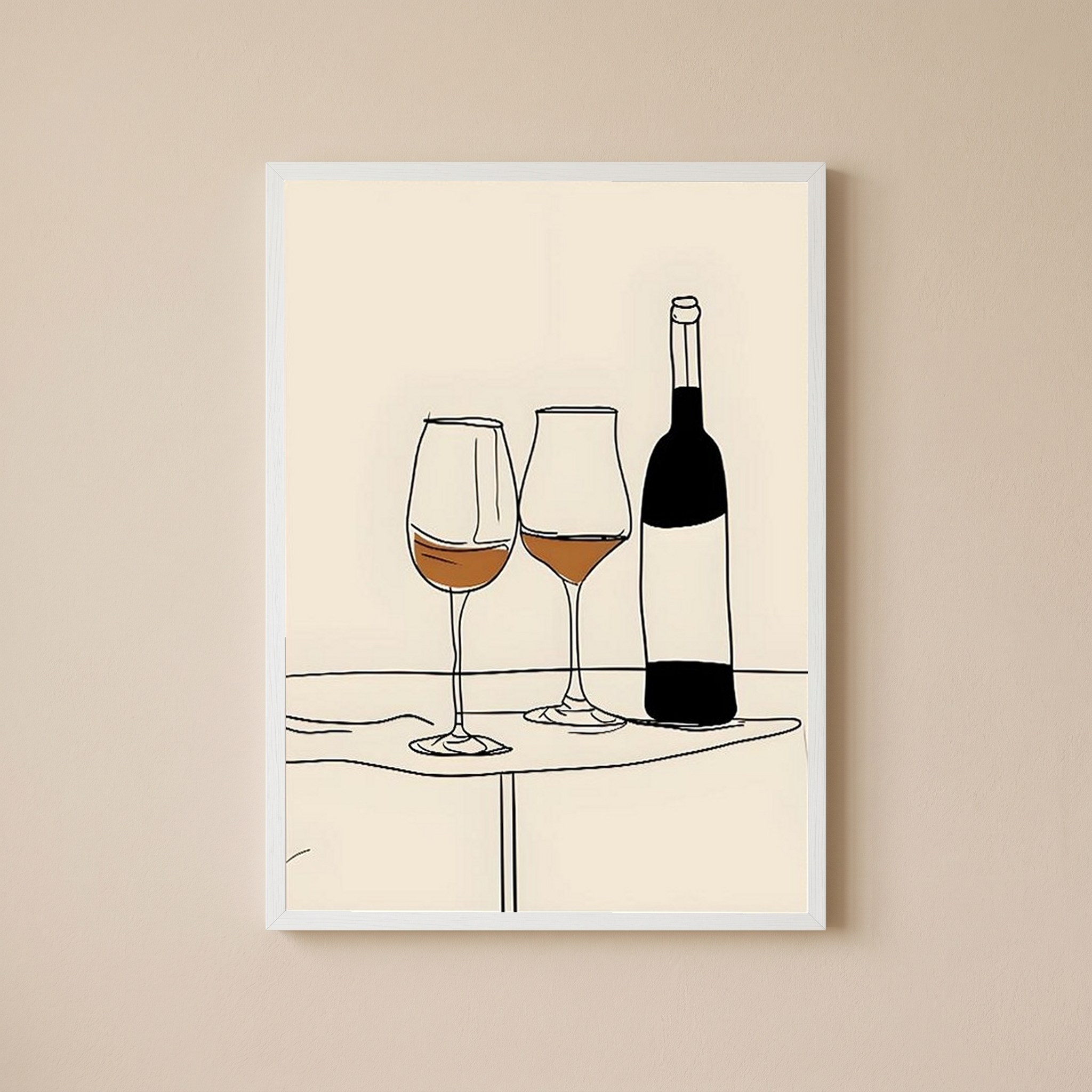 Minimalist Wine Line Art Print – Modern Kitchen & Bar Cart Poster