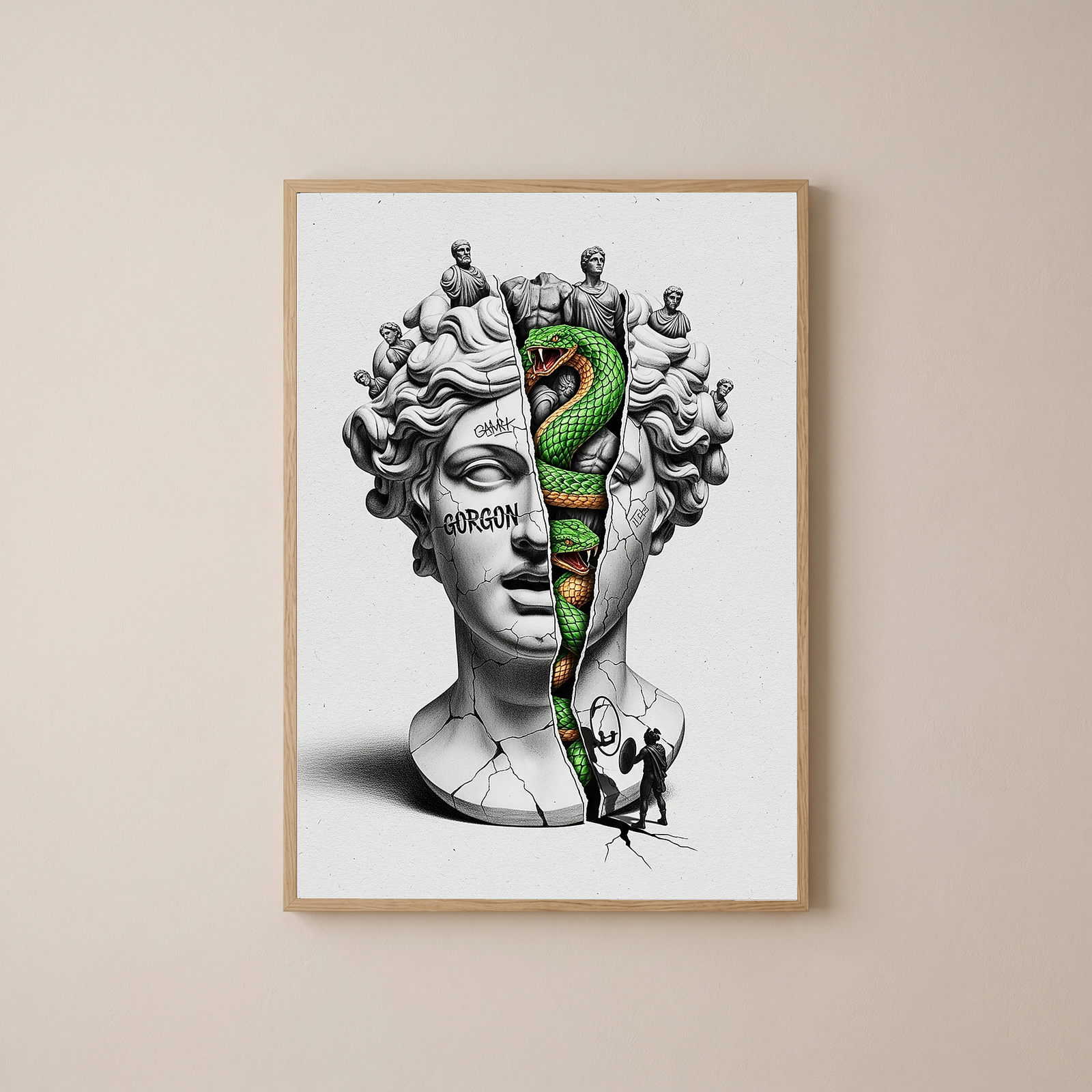 Gorgon Medusa — Surreal Apollo Bust Wall Art Print