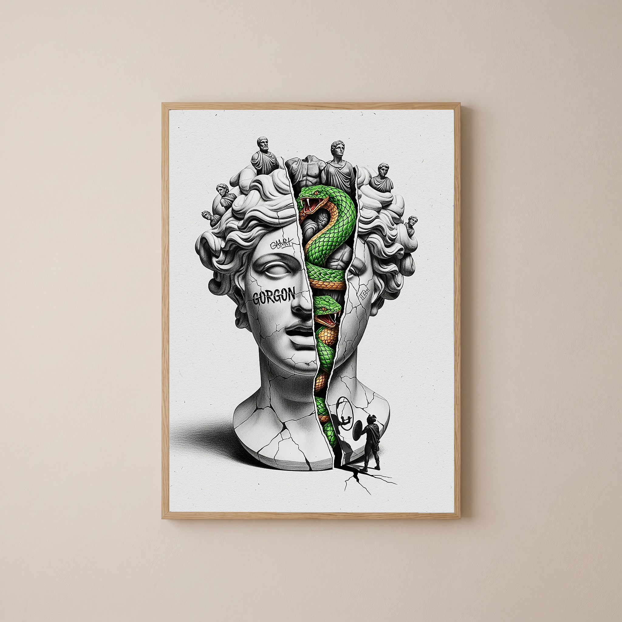 Gorgon Medusa — Surreal Apollo Bust Wall Art Print