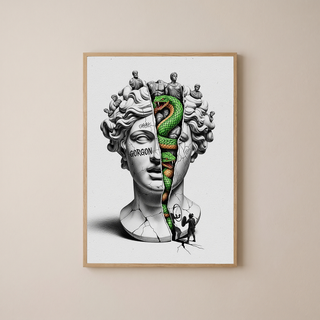 Gorgon Medusa — Surreal Apollo Bust Wall Art Print