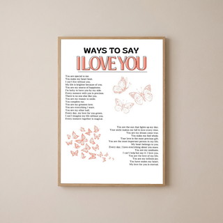 Ways to Say I Love You Wall Art Print — Multilingual Love Quote Poster