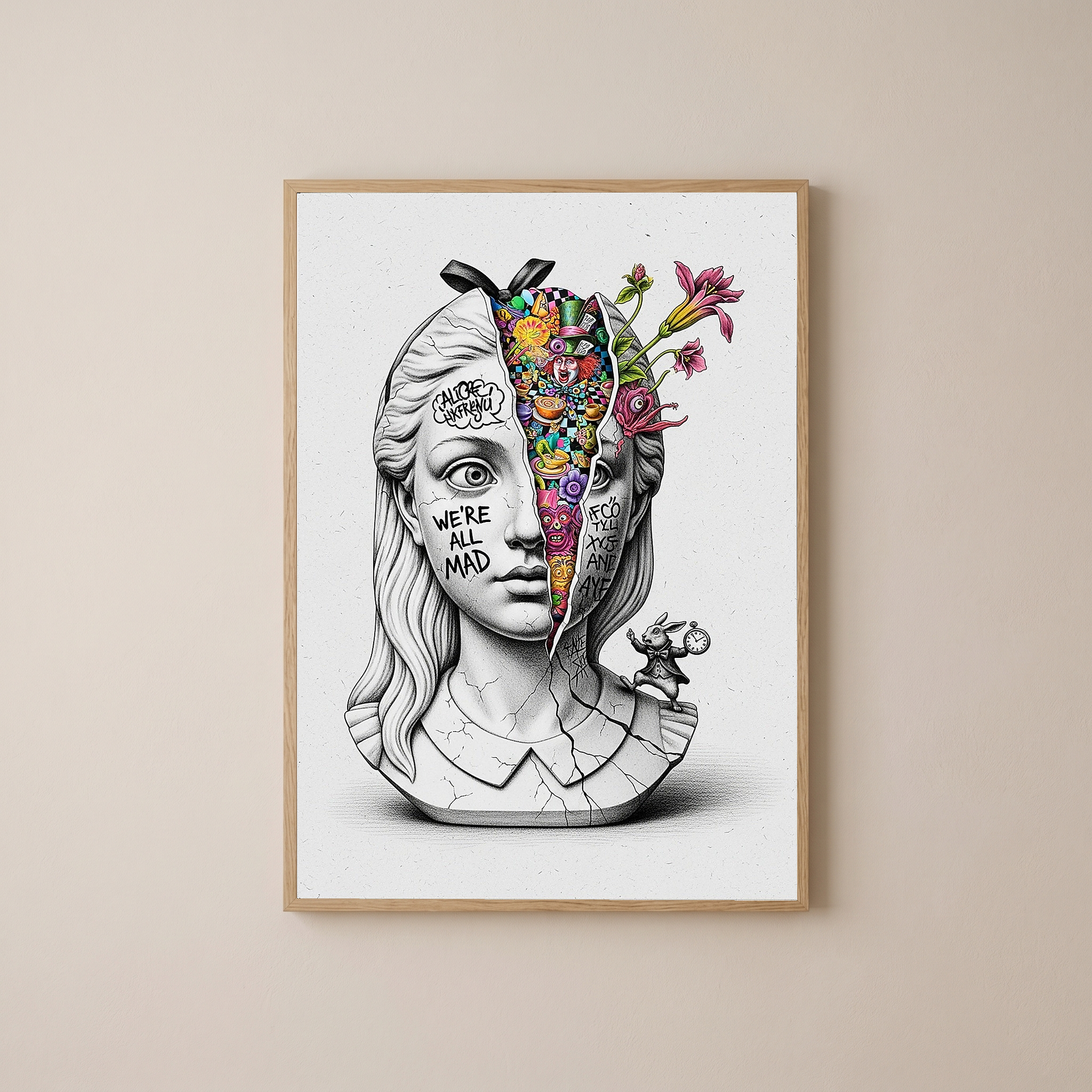We're All Mad Here Alice — Surreal Wonderland Wall Art Print