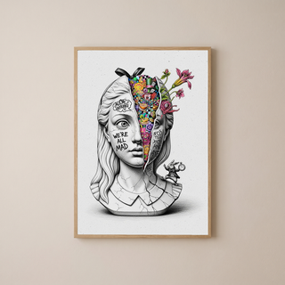 We're All Mad Here Alice — Surreal Wonderland Wall Art Print