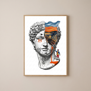 The Scream David — Surreal Renaissance Bust Wall Art Print