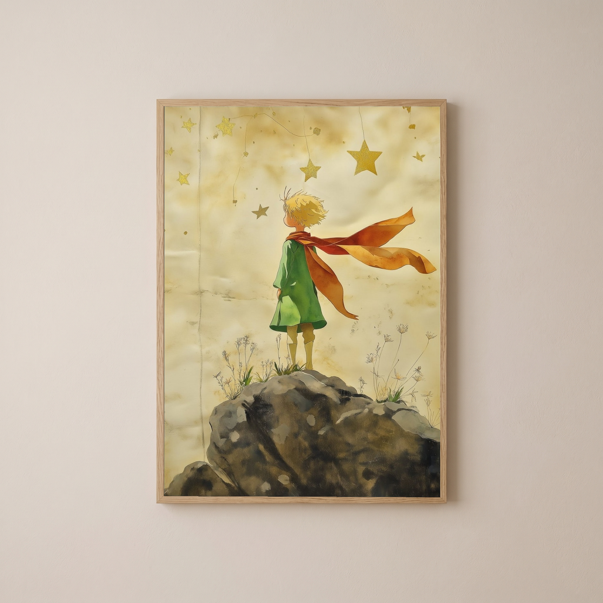 Innocence in Stars Wall Art Print — Dreamy Celestial Romance Poster