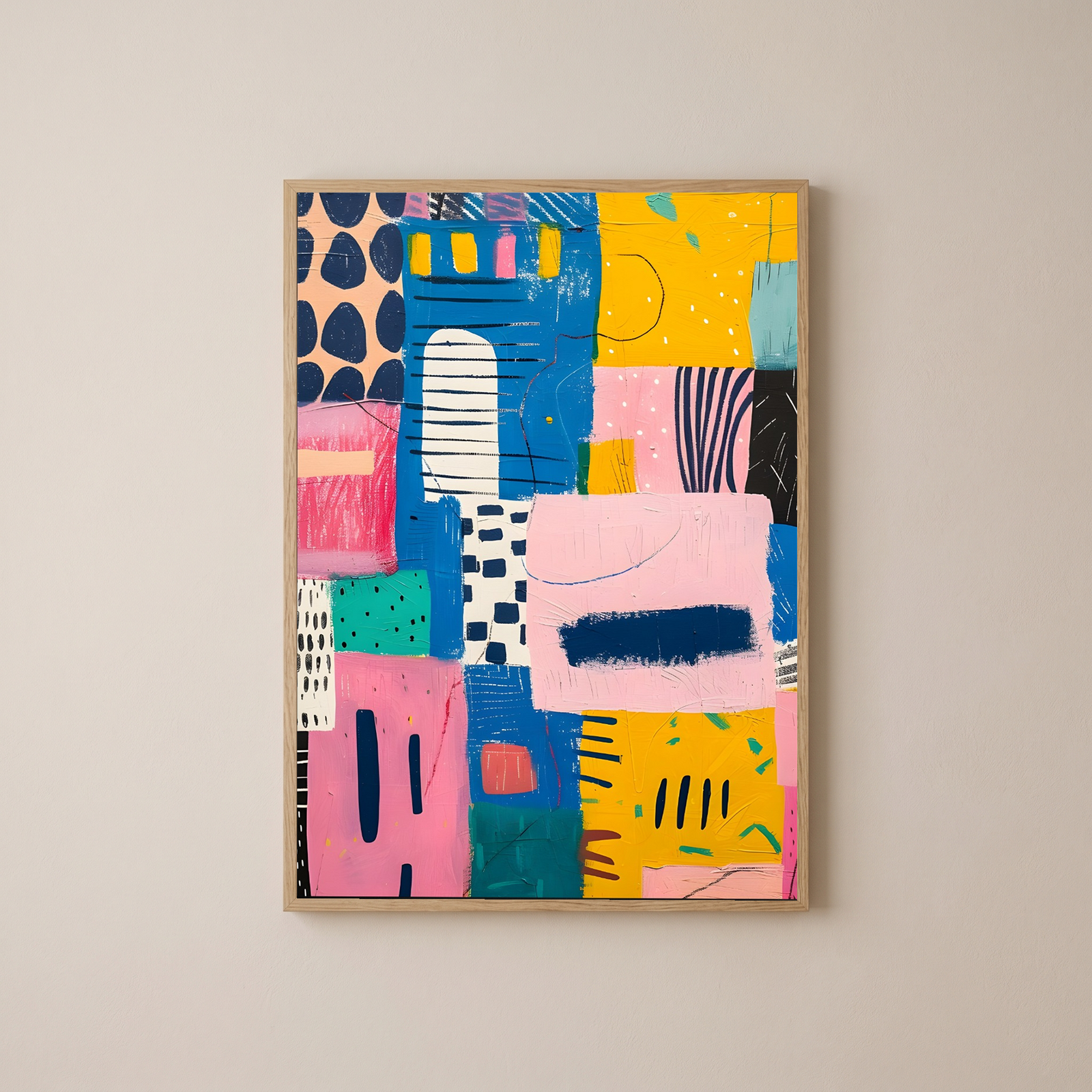 Vibrant Collage Wall Art Print — Bold Mixed Media Poster
