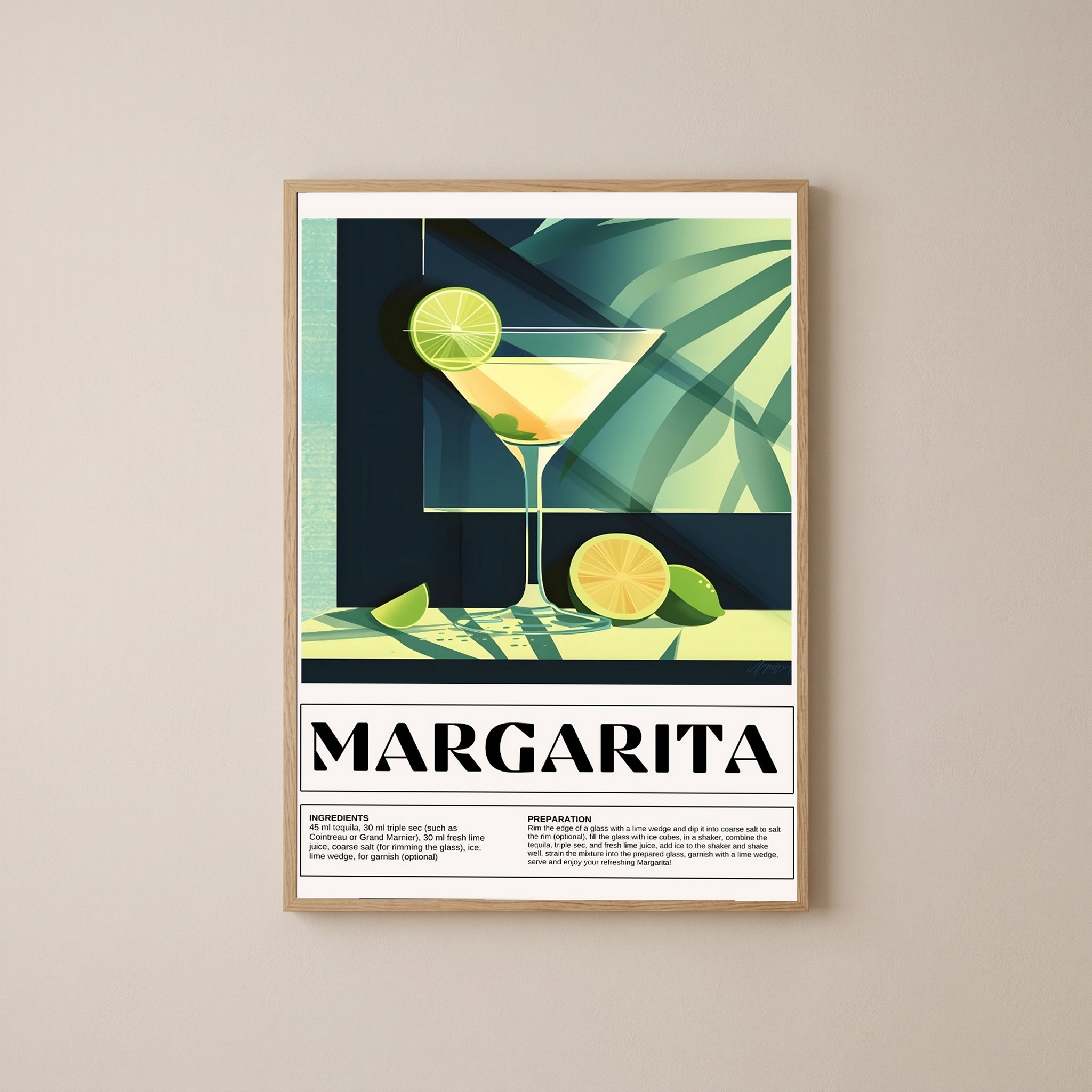 Margarita Wall Art Print — Classic Tequila Cocktail Poster