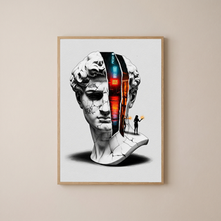 Neon Noir — Surreal David Bust Wall Art Print