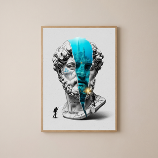 Lost Paradise Atlantis — Surreal Poseidon Bust Wall Art Print