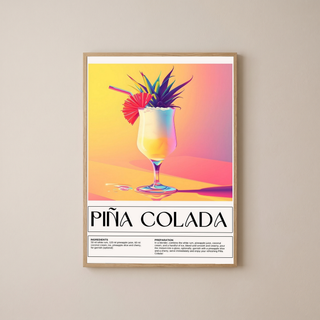 Pina Colada Wall Art Print — Tropical Coconut Rum Cocktail Poster