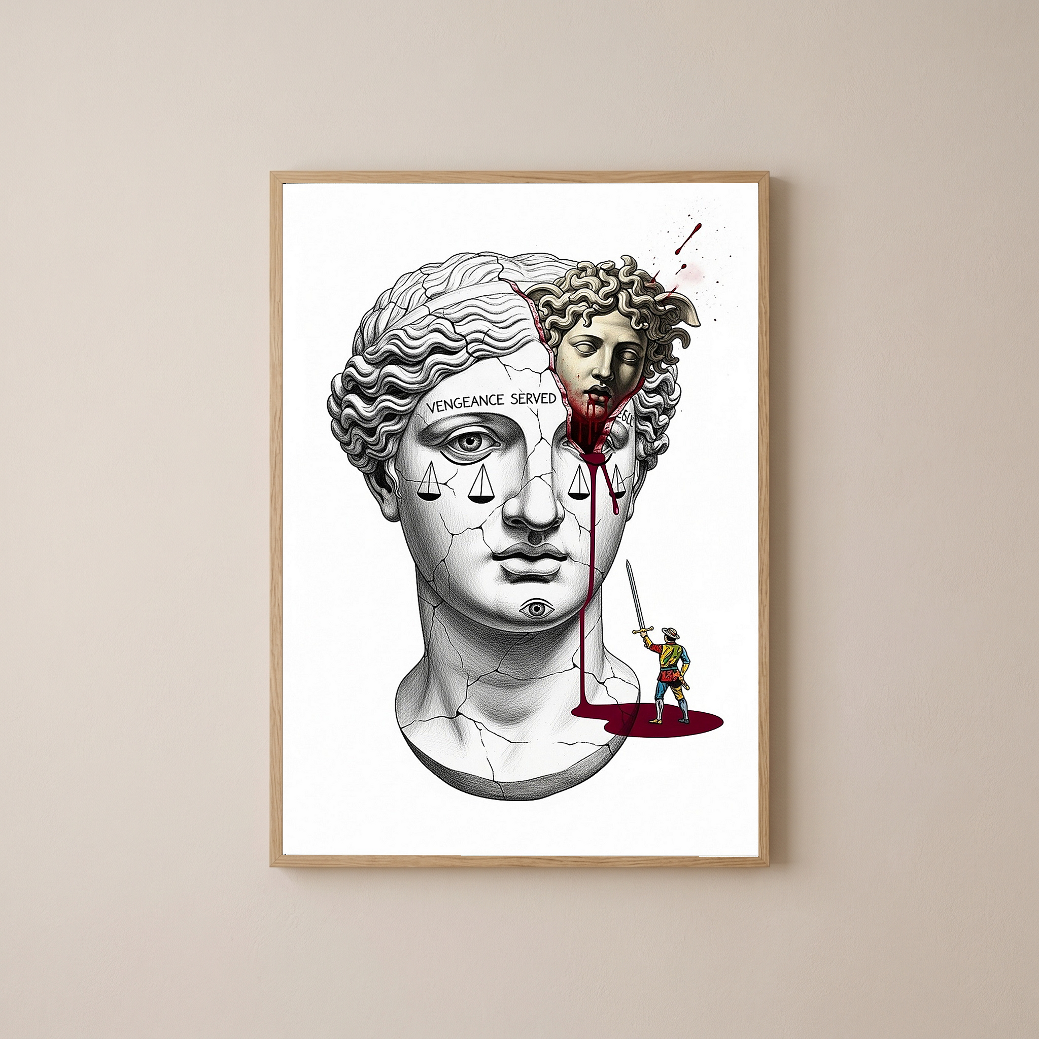 Vengeance Served Medusa — Surreal Greek Mythology Wall Art Print