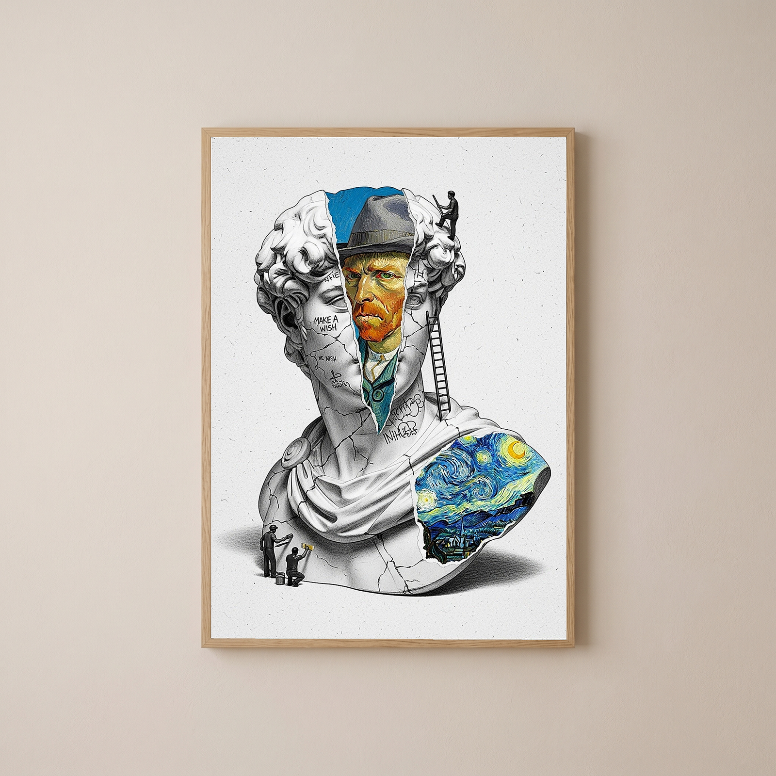 Van Gogh Starry Night — Surreal Altered Art Wall Print